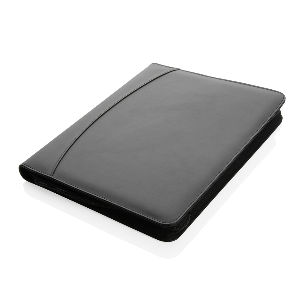Mapă A4 premium tech cu fermoar din PU reciclat RCS personalizat cu logo