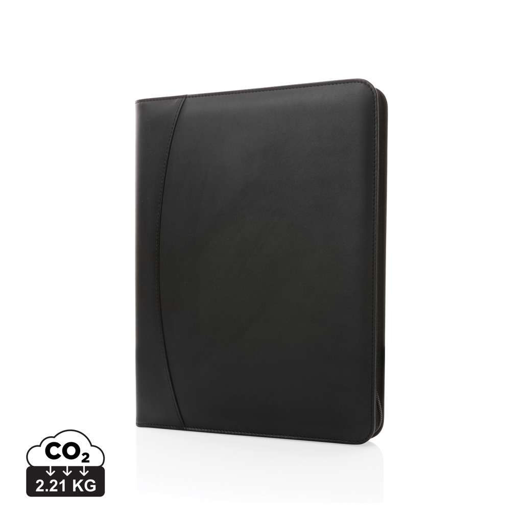 Mapă A4 premium tech cu fermoar din PU reciclat RCS personalizat cu logo