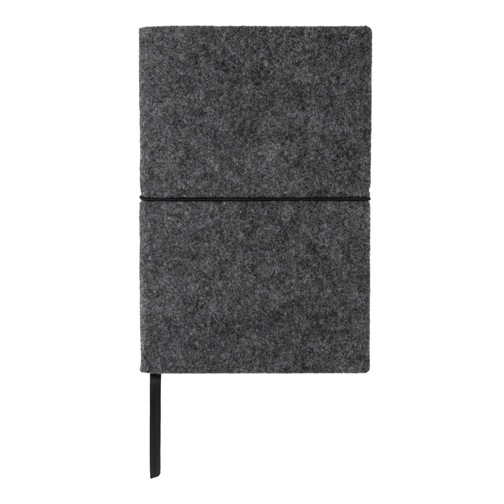 Notebook A5 din fetru reciclat GRS, copertă moale personalizat cu logo