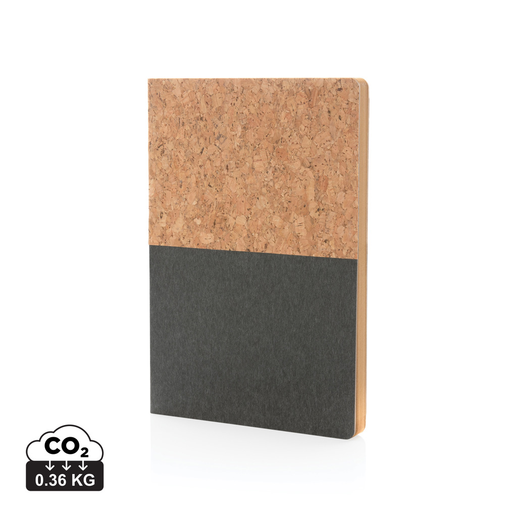 Notebook A5 din hârtie kraft și copertă din plută personalizat cu logo