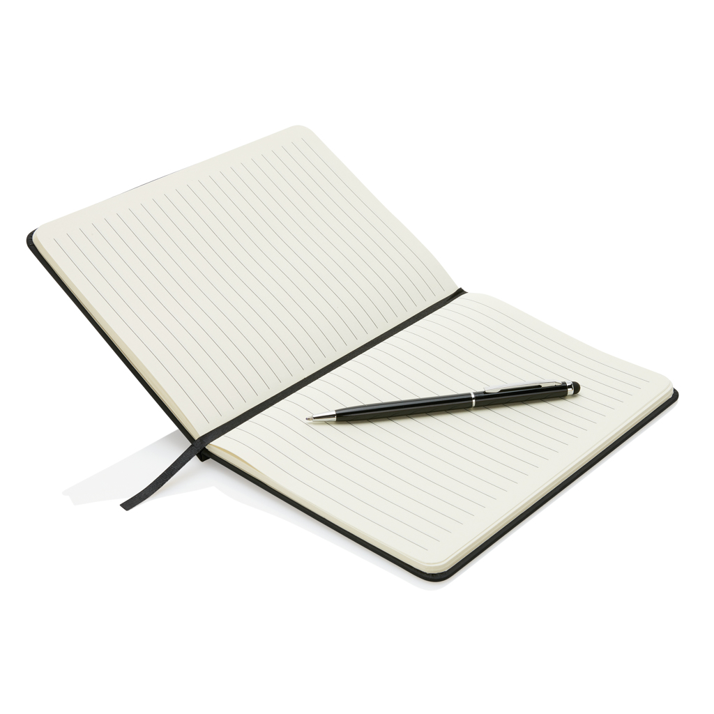 Notebook A5 standard cu copertă tare și pix personalizat cu logo