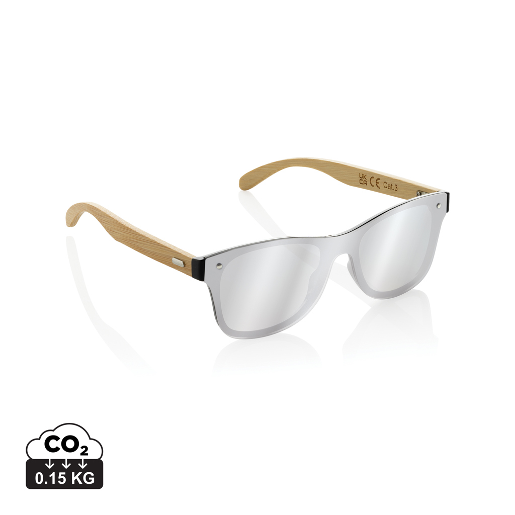 Ochelari de soare Prism, plastic reciclat, cu ramă de bambus personalizat cu logo
