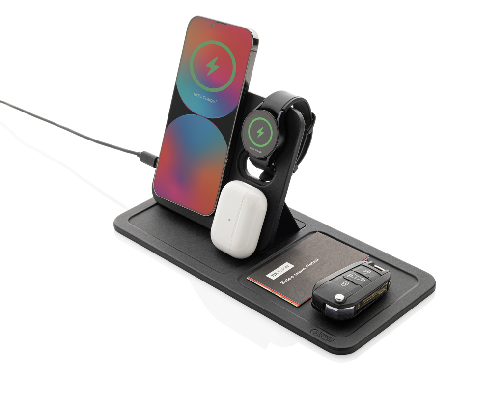 Organizator birou Swiss Peak 3-în-1 cu încărcare wireless personalizat cu logo