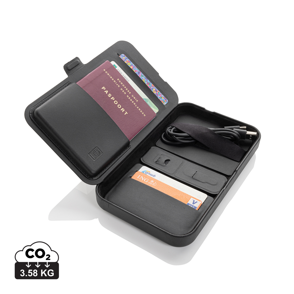 Organizator pentru călătorii Swiss Peak cu încărcător 3în1 personalizat cu logo