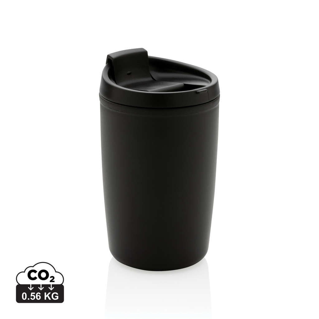 Pahar cu capac tip clapetă din PP reciclat GRS personalizat cu logo