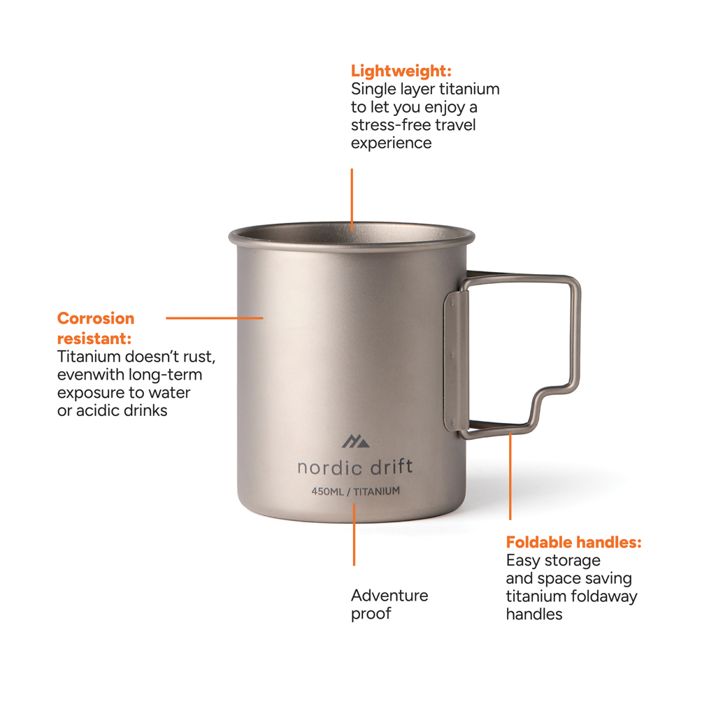 Pahar Nordic Drift Trail Titanium 450 ml personalizat cu logo