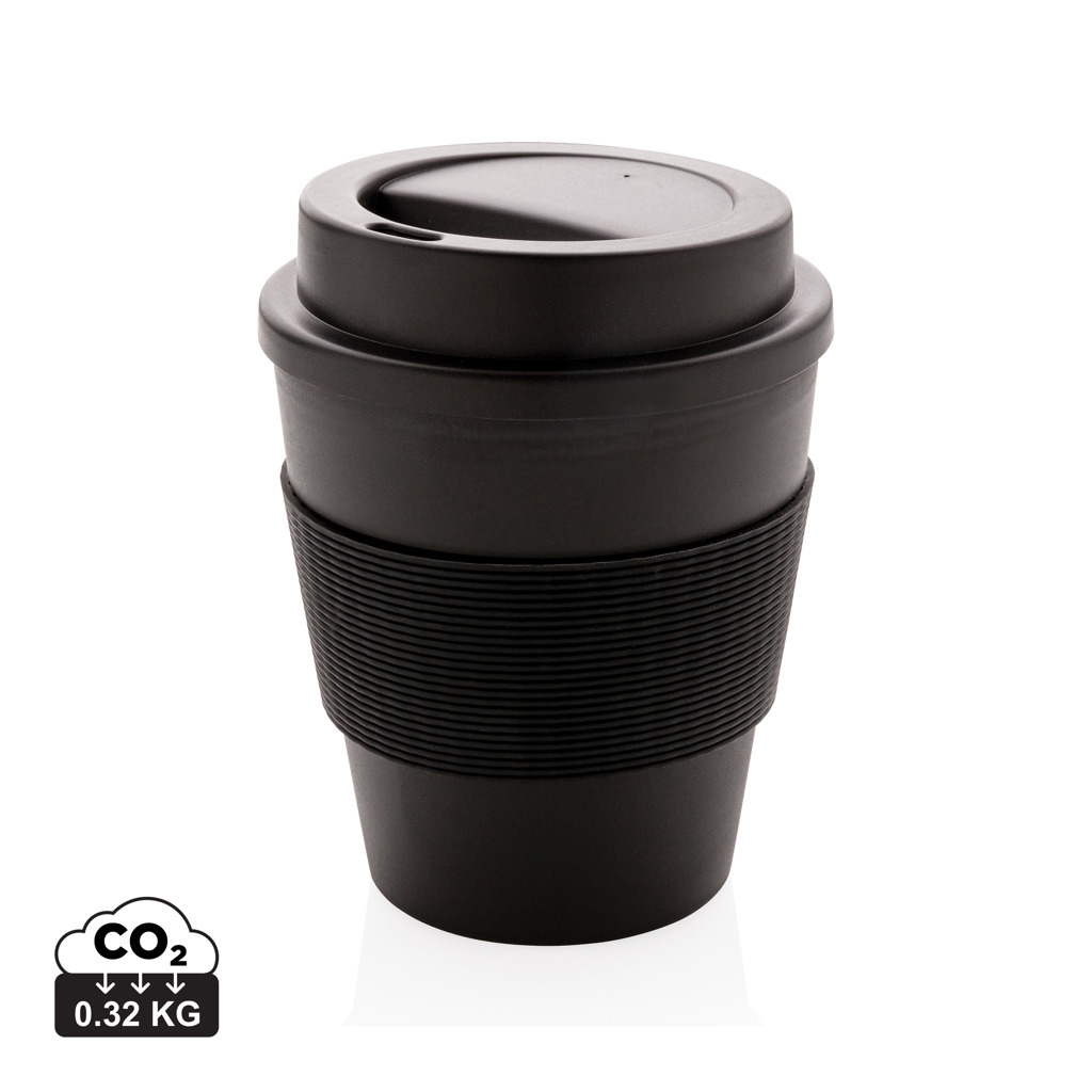 Pahar reutilizabil pentru cafea de 350ml, cu capac filetat personalizat cu logo
