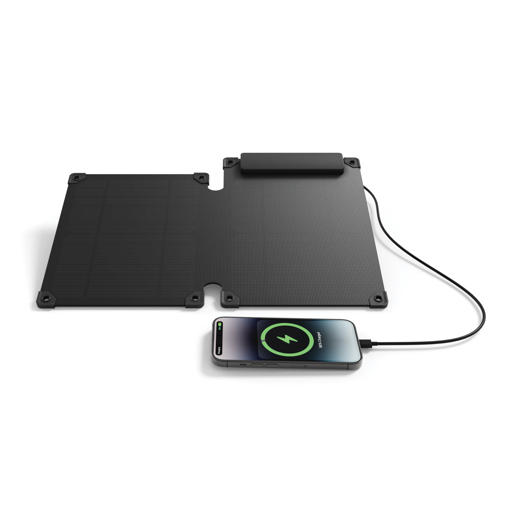 Panou solar portabil Solarpulse 10W din plastic reciclat personalizat cu logo