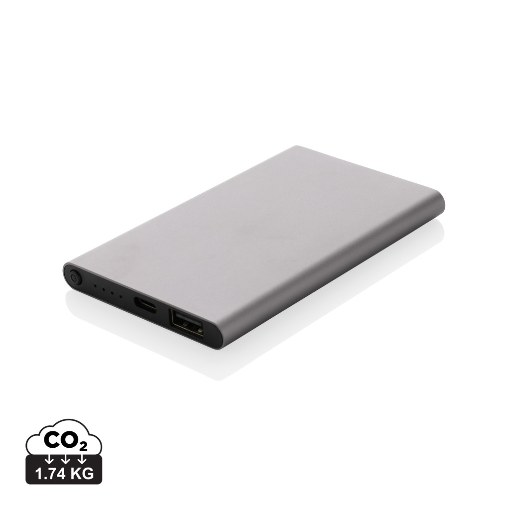 Powerbank 4.000 mAh RCS din plastic/aluminiu cu Type-C personalizat cu logo