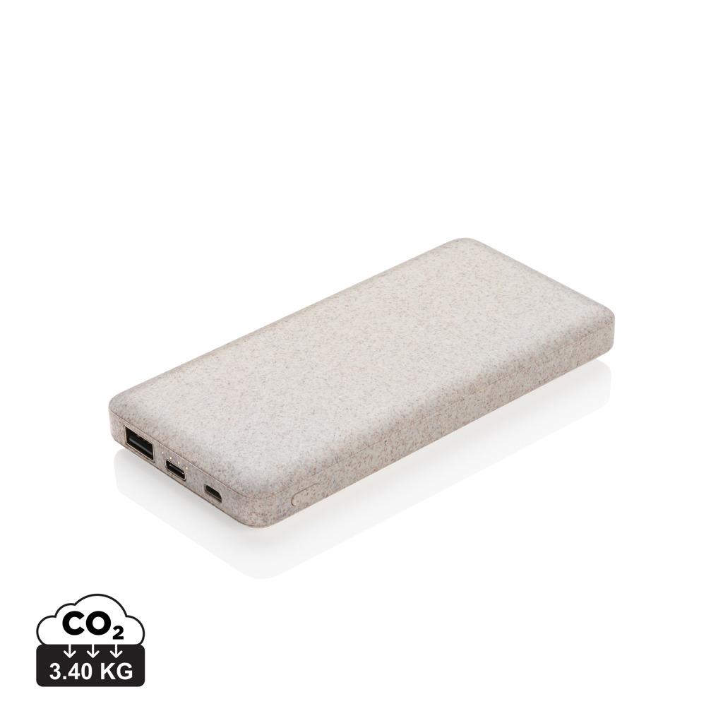 Powerbank de 10.000 mAh din paie de grâu personalizat cu logo