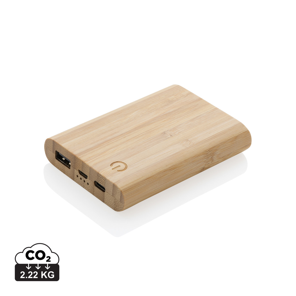 Powerbank de 5.000 mAh din bambus personalizat cu logo