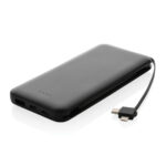 Powerbank Lockhart de 10.000 mAh cu cabluri integrate personalizat cu logo