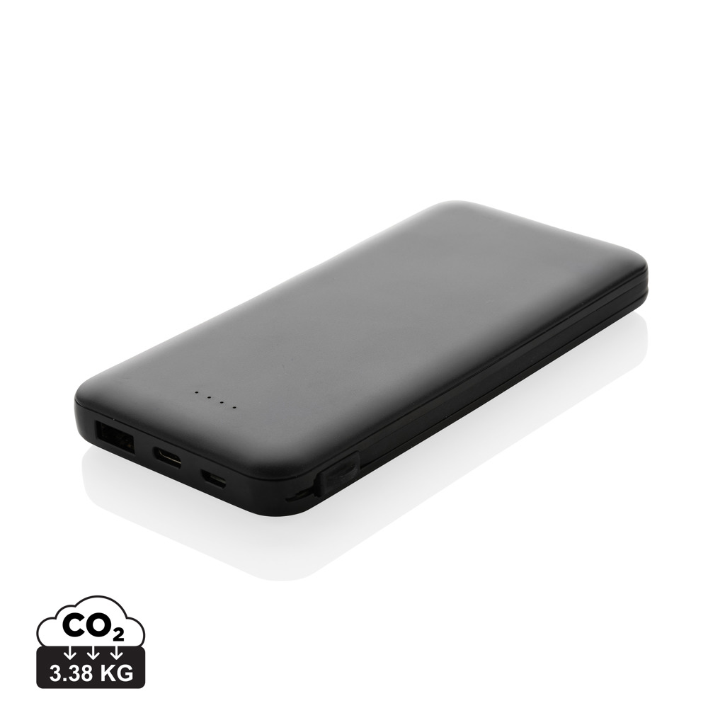 Powerbank Lockhart de 10.000 mAh cu cabluri integrate personalizat cu logo