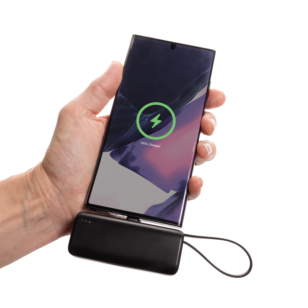 Powerbank Powerlink de 3.000 mAh Conector USB C din rplastic personalizat cu logo