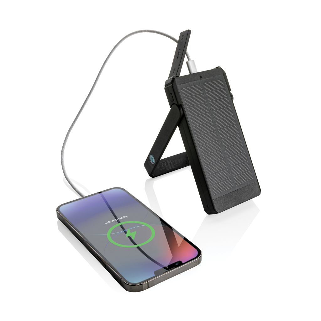 Powerbank solar Skywave 10.000 mAh din plastic reciclat RCS personalizat cu logo