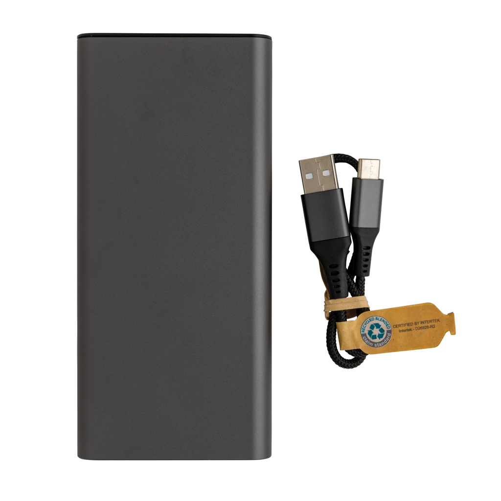 Powerbank Terra 20W de 20.000 mAh din aluminiu reciclat RCS personalizat cu logo
