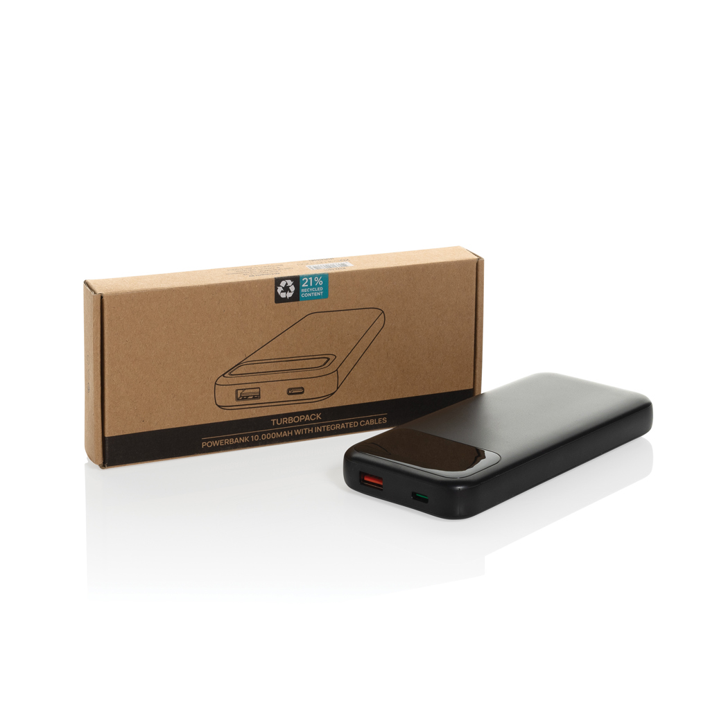 Powerbank Turbopack de 10.000mAh RCS cu cablu integrat personalizat cu logo