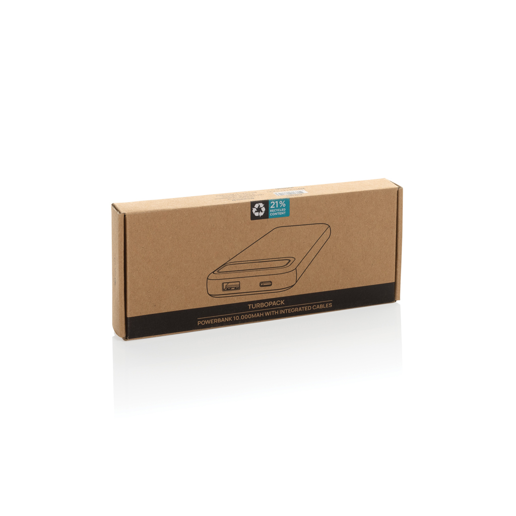 Powerbank Turbopack de 10.000mAh RCS cu cablu integrat personalizat cu logo