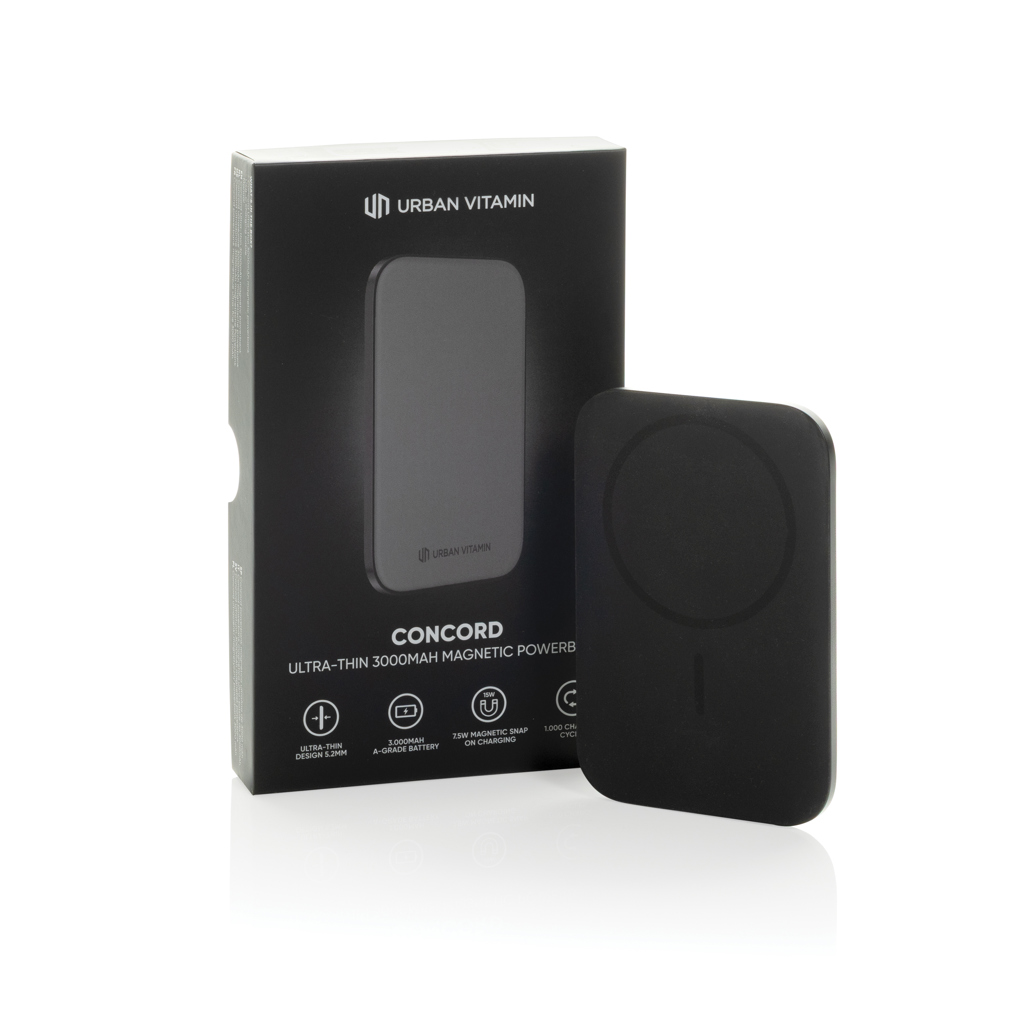 Powerbank ultra-subțire Urban Vitamin Concord 3.000 mAh RCS personalizat cu logo