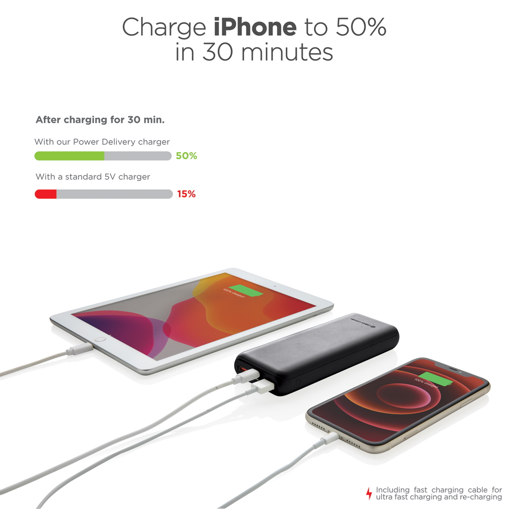 Powerbank Urban Vitamin Pasadena 18W de 20.000 mAh personalizat cu logo