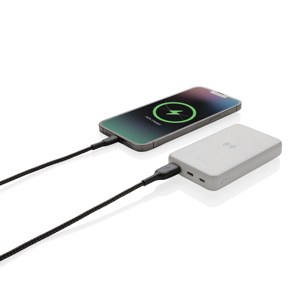 Powerbank wireless 5W de 5.000 mAh din plastic reciclat RCS personalizat cu logo