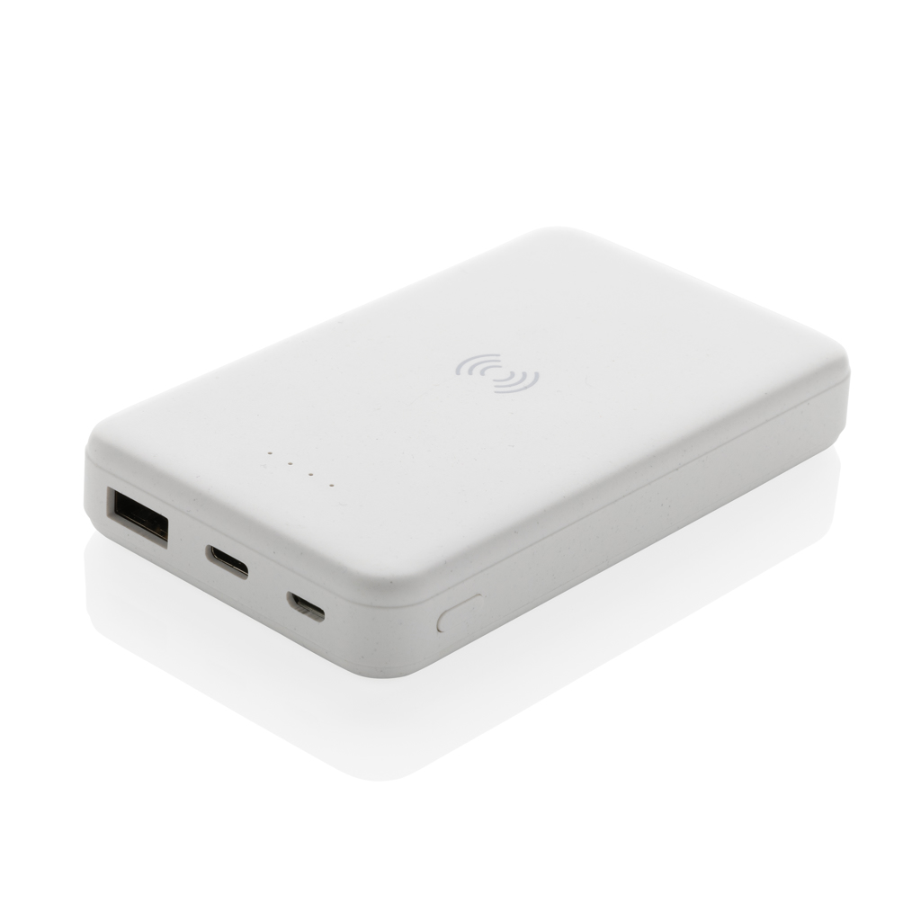 Powerbank wireless 5W de 5.000 mAh din plastic reciclat RCS personalizat cu logo