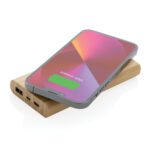 Powerbank wireless 5W de 8.000 mAh din bambus personalizat cu logo