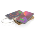 Powerbank wireless 5W de 8.000 mAh din bambus personalizat cu logo