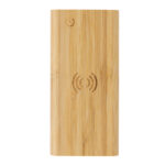 Powerbank wireless 5W de 8.000 mAh din bambus personalizat cu logo