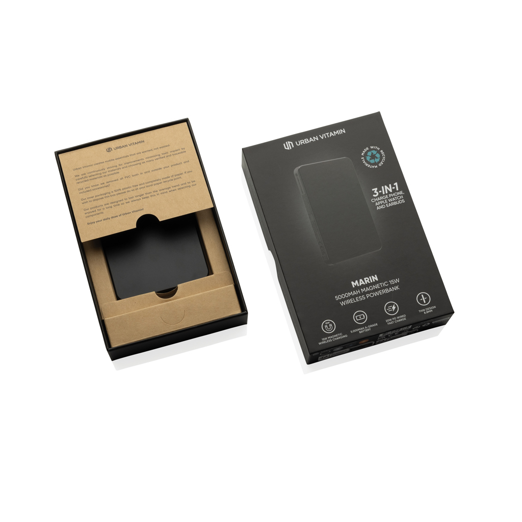 Powerbank wireless magnetic Urban Vitamin Marin 5000mAh 15W personalizat cu logo