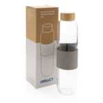 Recipient din sticlă borosilicată Impact cu capac din bambus personalizat cu logo