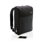 Rucsac antifurt 15" Swiss Peak RFID & USB, fără PVC personalizat cu logo