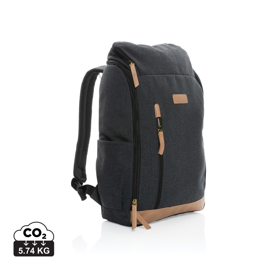 "Rucsac laptop 15"" din pânză reciclată Impact AWARE™ 16 oz. personalizat cu logo