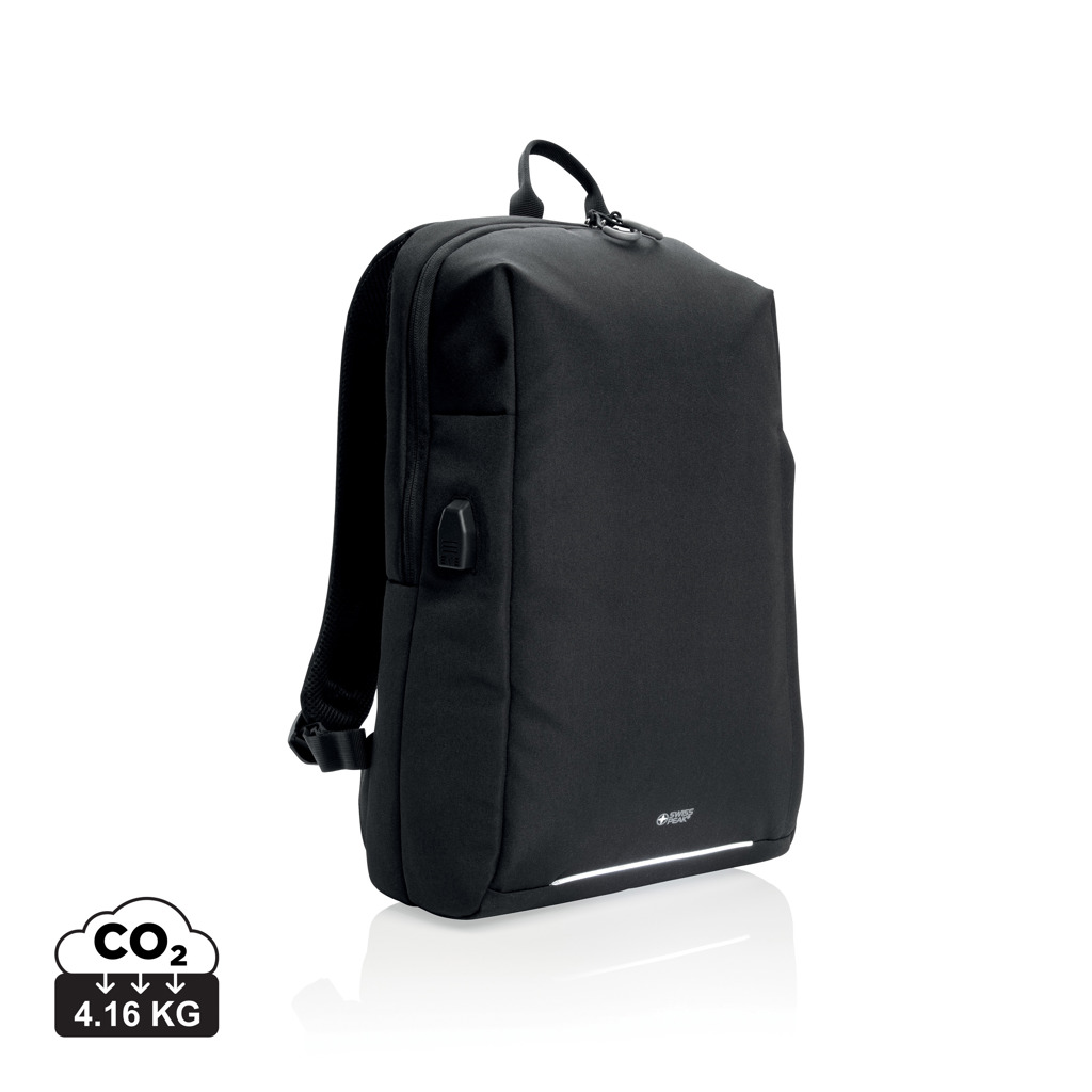 Rucsac laptop Swiss Peak AWARE™ cu buzunar RFID și port USB personalizat cu logo