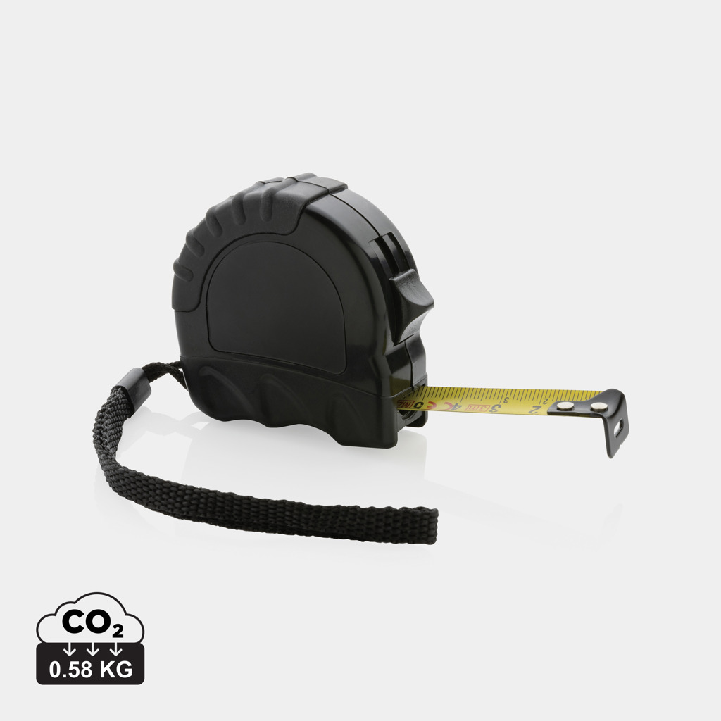 Ruletă din plastic reciclat RCS 3M/16 mm cu oprire automată personalizat cu logo