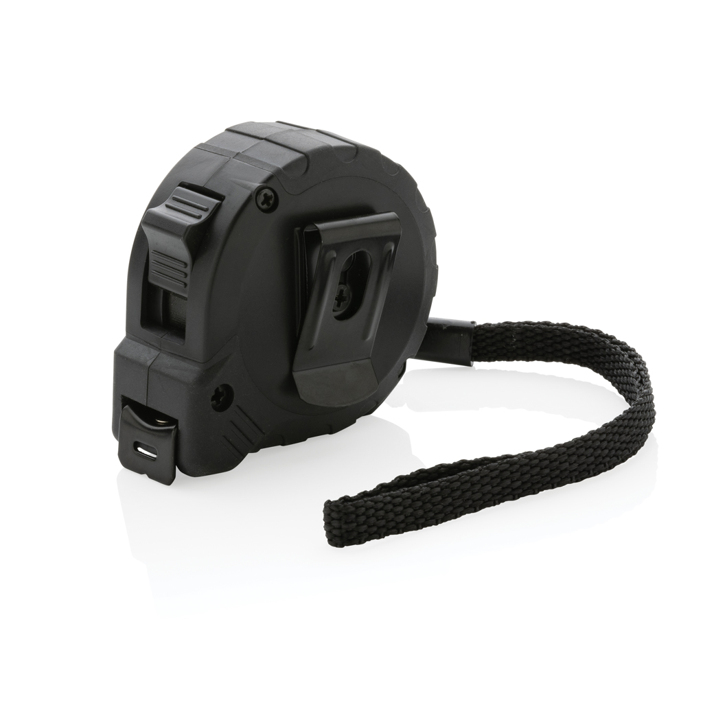 Ruletă din plastic reciclat RCS 3M/16mm cu buton de blocare personalizat cu logo