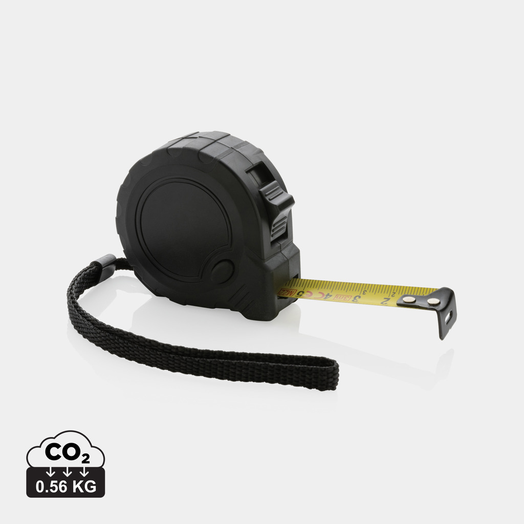 Ruletă din plastic reciclat RCS 3M/16mm cu buton de blocare personalizat cu logo