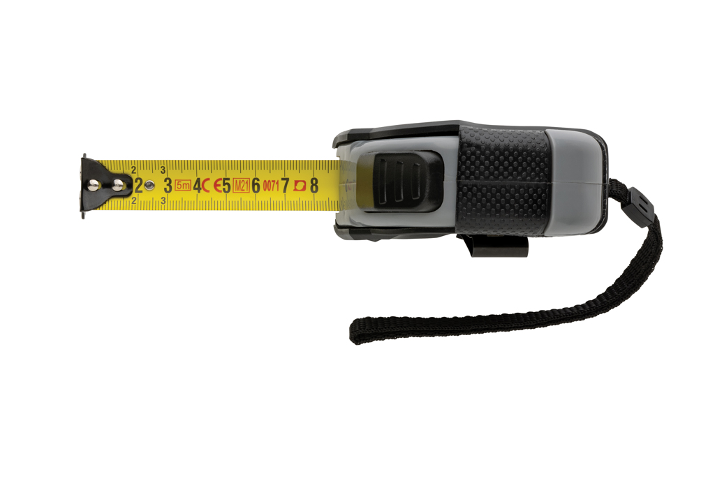 Ruletă din plastic reciclat RCS 5M/19 mm cu oprire automată personalizat cu logo