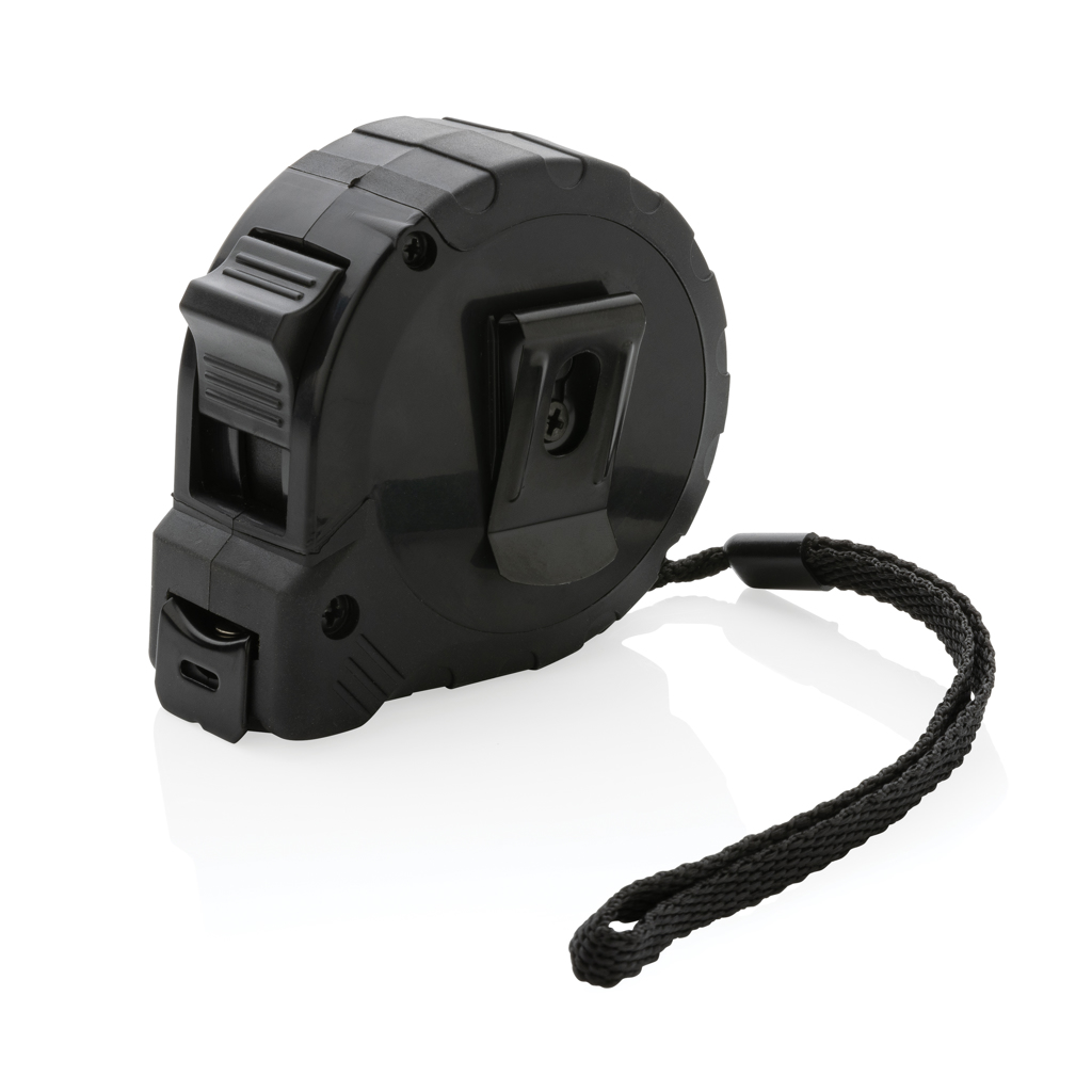 Ruletă din plastic reciclat RCS 5M/19mm cu buton de blocare personalizat cu logo