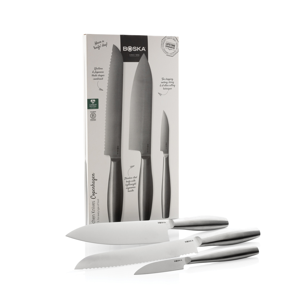 Set 3 cuțite de bucătărie BOSKA Copenhagen personalizat cu logo
