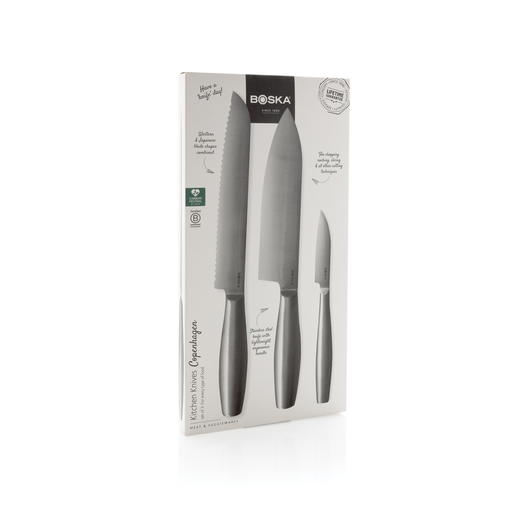Set 3 cuțite de bucătărie BOSKA Copenhagen personalizat cu logo