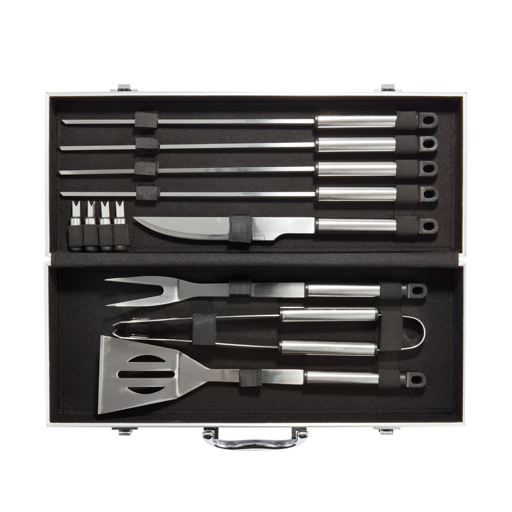 Set BBQ 12 piese în cutie din aluminiu personalizat cu logo