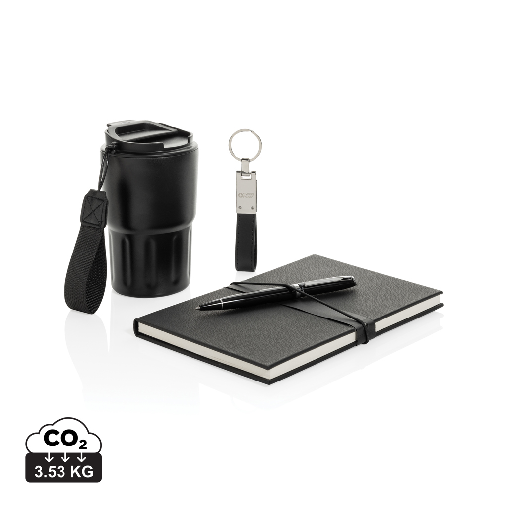 Set cadou business deluxe Swiss Peak RCS cu sticlă personalizat cu logo