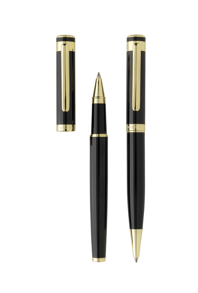 Set de pixuri Swiss Peak Luca deluxe, din material reciclat personalizat cu logo