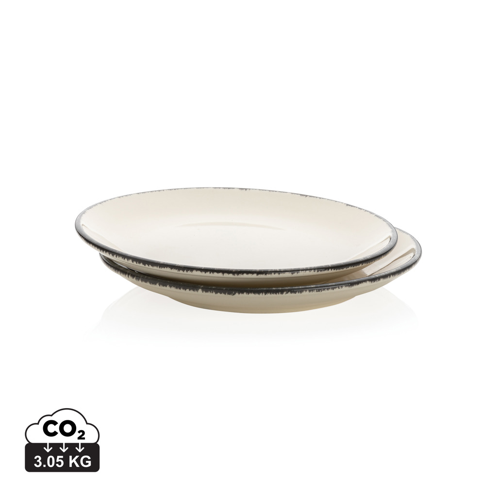 Set două farfurii plate Ukiyo personalizat cu logo