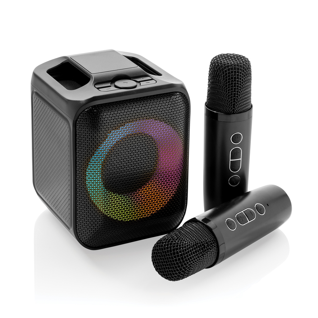 Set karaoke Singvibe, plastic reciclat, cu două microfoane personalizat cu logo