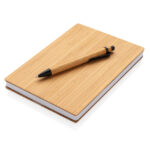 Set notebook A5 și pix din bambus personalizat cu logo