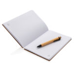 Set notebook A5 și pix din bambus personalizat cu logo