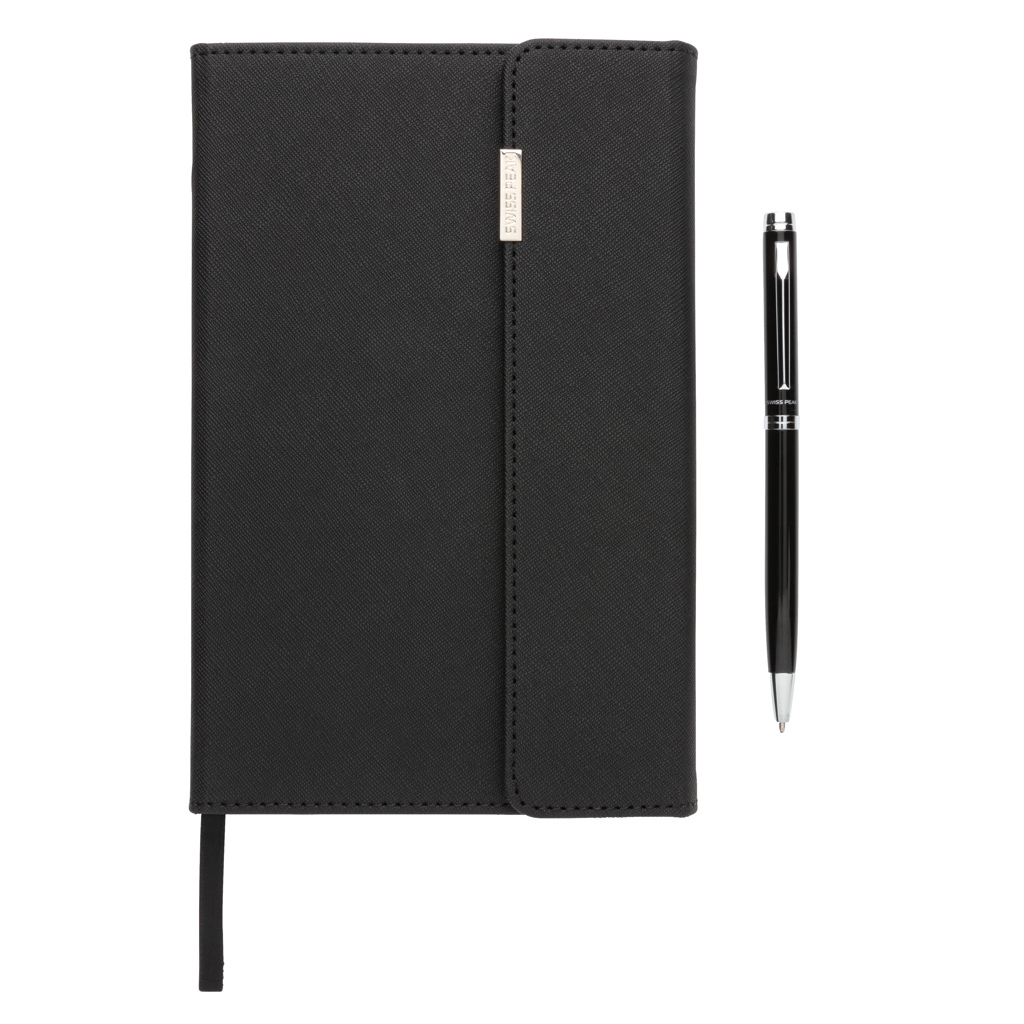 Set notebook A5 și pix Swiss Peak deluxe personalizat cu logo