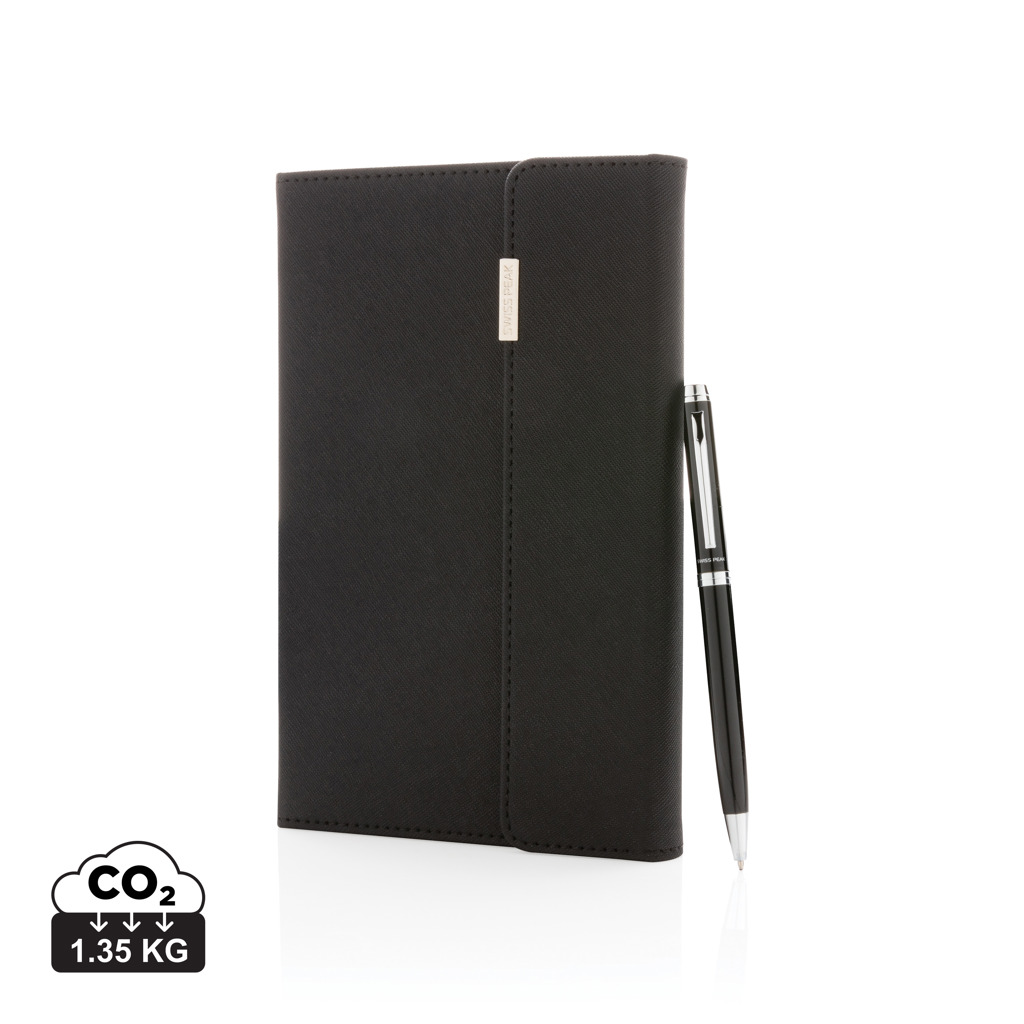 Set notebook A5 și pix Swiss Peak deluxe personalizat cu logo
